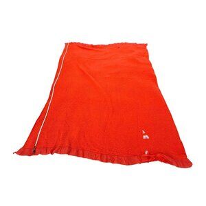 Vntg JCPenney orange Satin Border Woven Fabric Blanket Movie/Play Prop Pet Mat